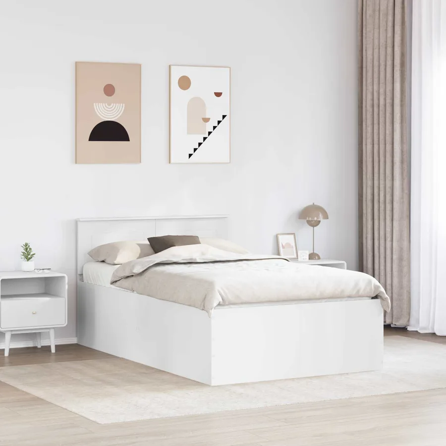 Cadre de lit Blanc 120 x 190 cm Bois d'ingénierie - 3