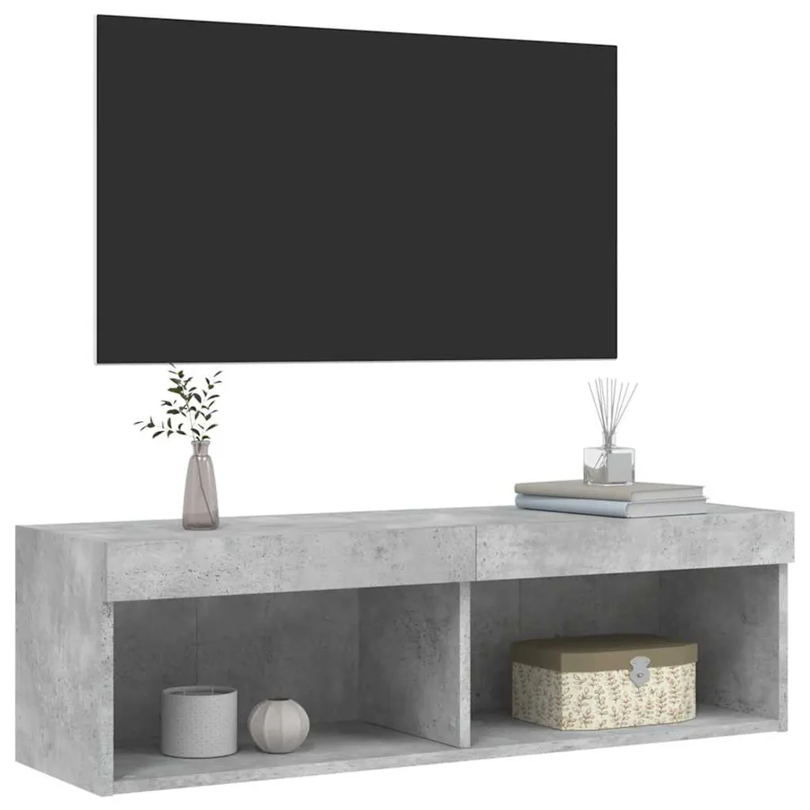 Meuble TV avec lumières LED gris béton 100x30x30 cm - 8