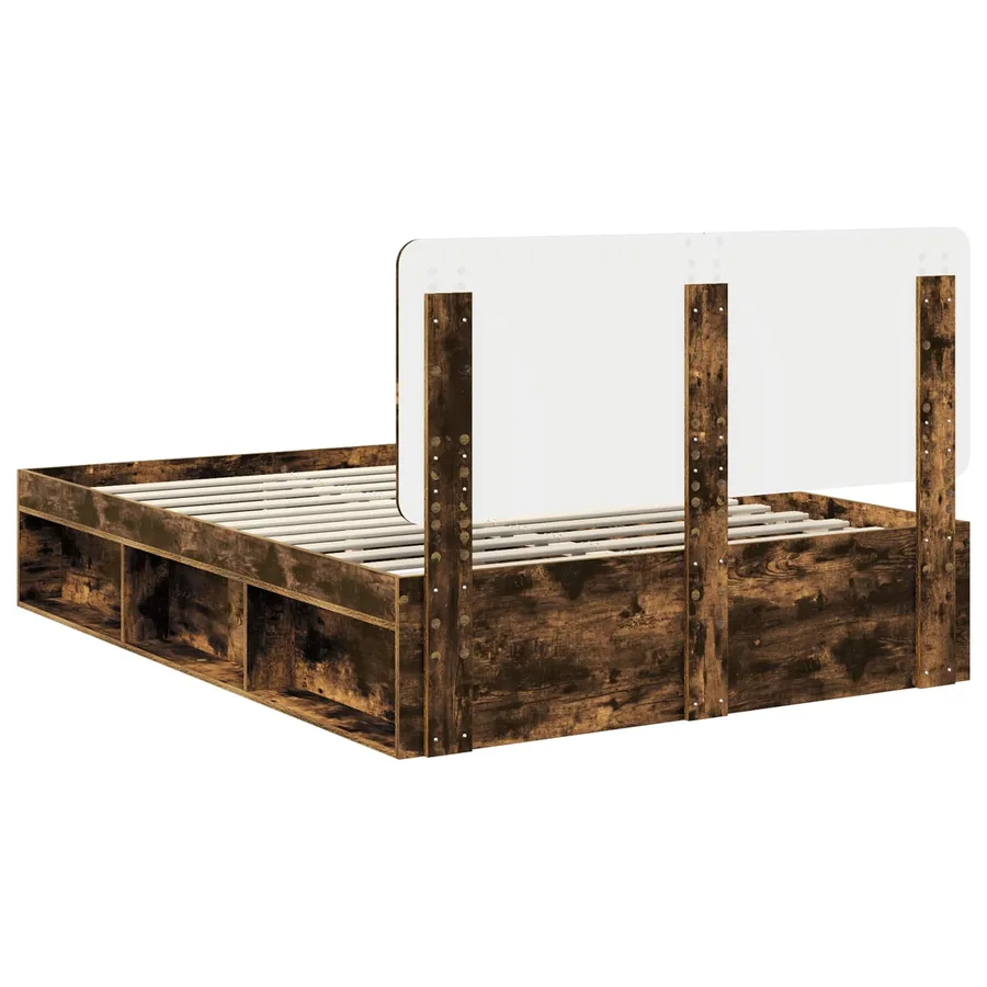 Cadre de lit Chêne fumé 140 x 200 cm Bois de pin massif - 9