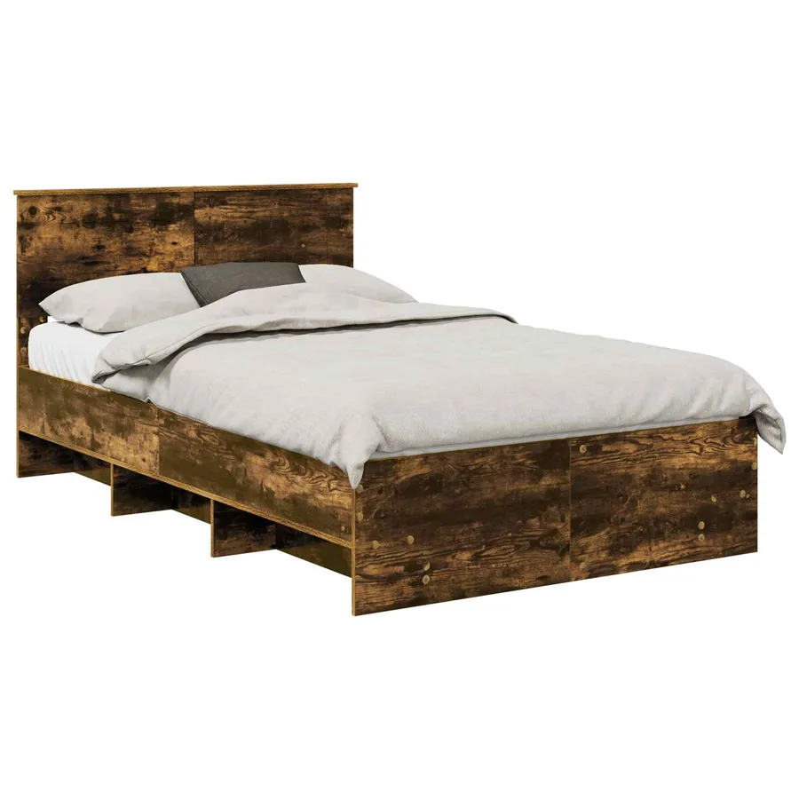 Cadre de lit Chêne fumé 120 x 123 cm Bois d'ingénierie - 2