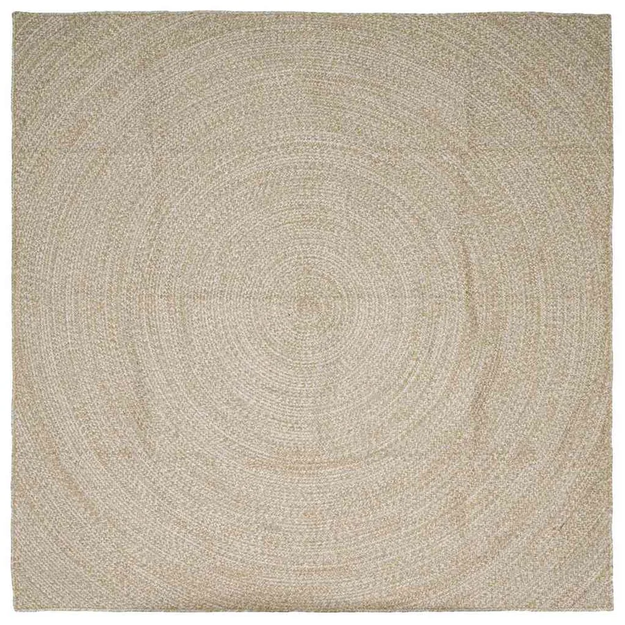 Tapis de surface Naturel et Blanc 240 x 240 cm Jute