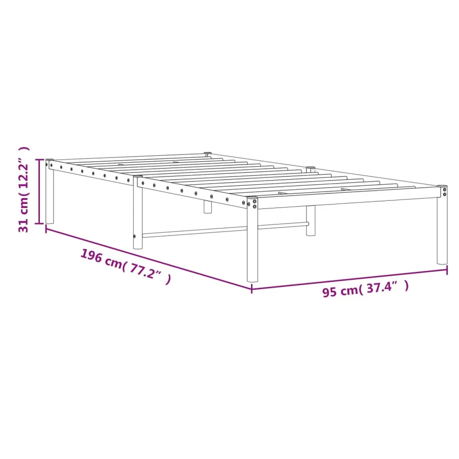 Cadre de lit métal sans matelas blanc 90x190 cm - 9