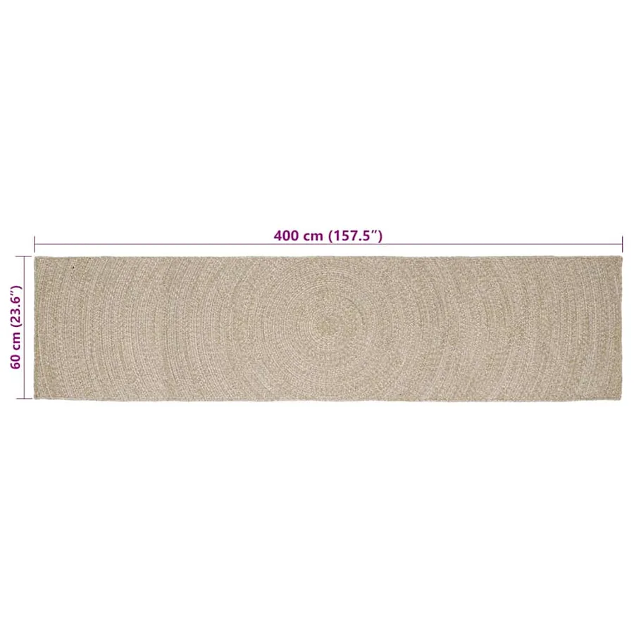 Tapis de surface Naturel et Blanc 60 x 400 cm Jute - 8