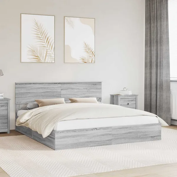 Lit de Rangement Gris Sonoma 180 x 200 cm Bois d'ingénierie
