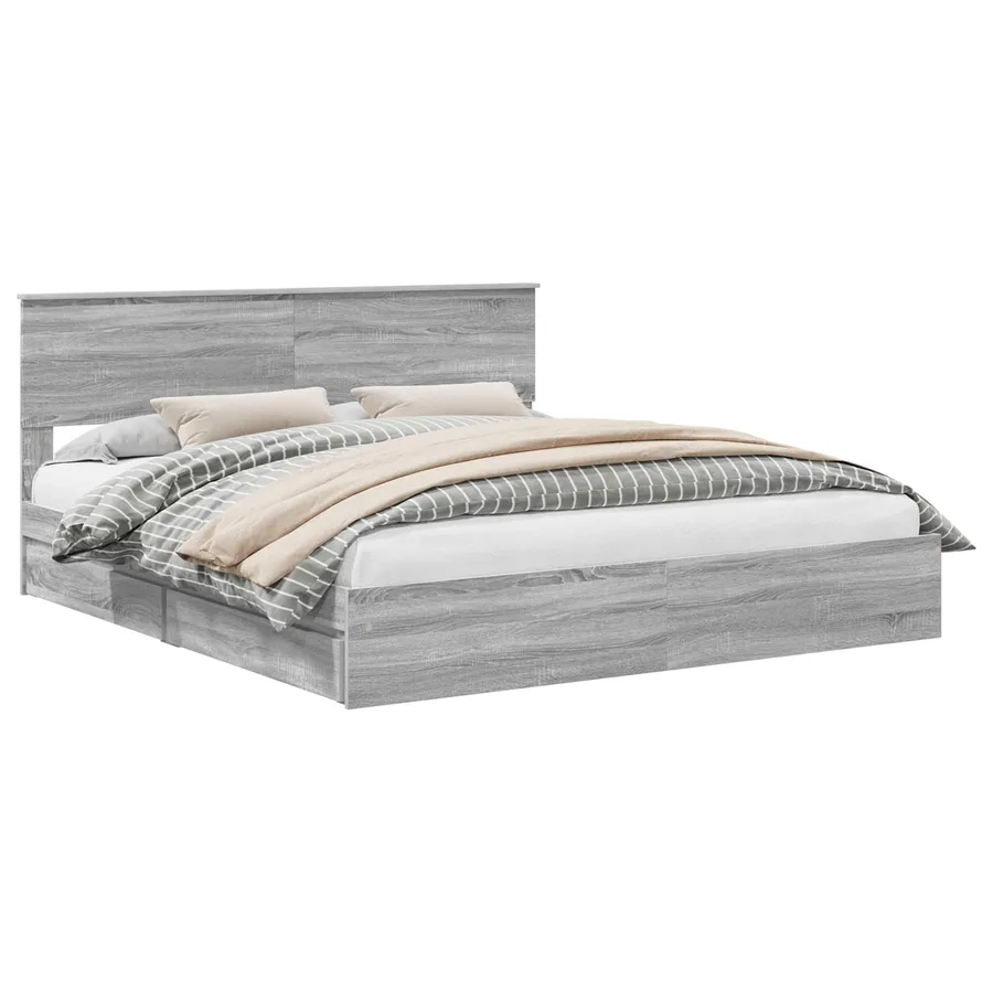 Lit de Rangement Gris Sonoma 180 x 200 cm Bois d'ingénierie - 2