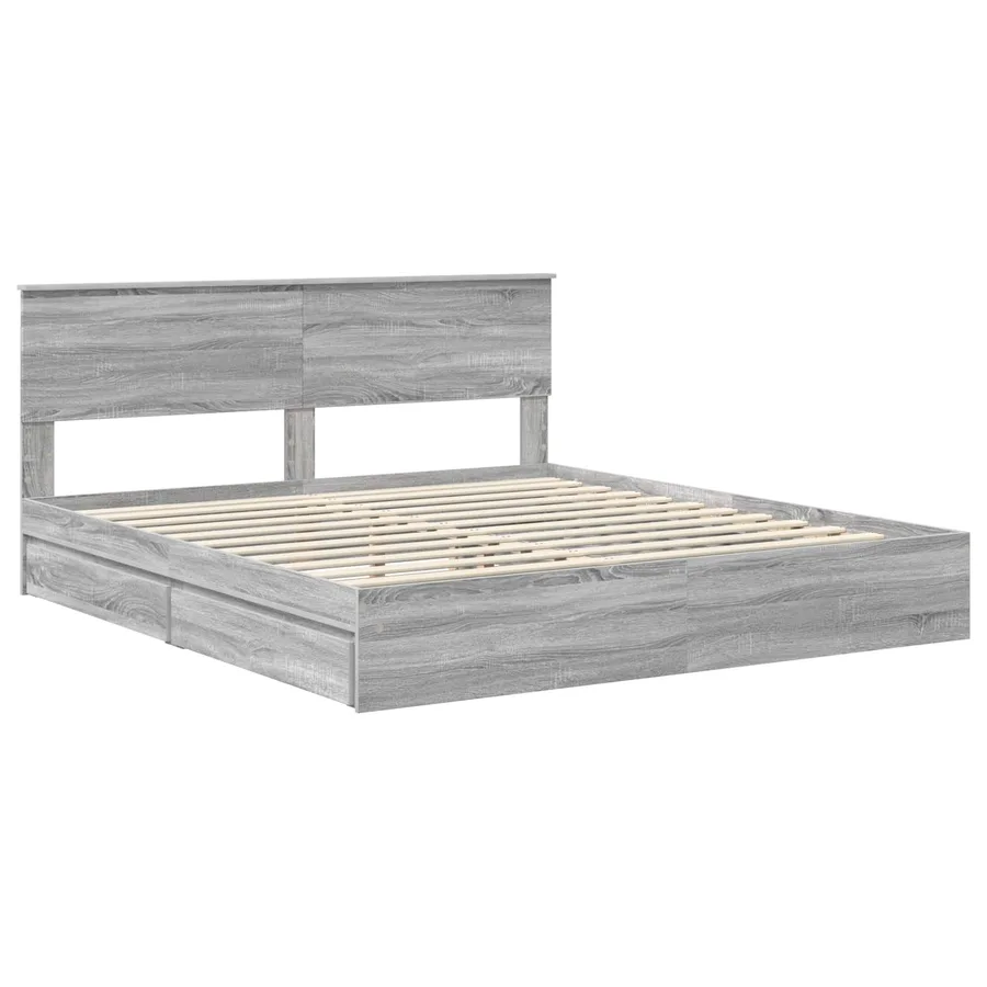 Lit de Rangement Gris Sonoma 180 x 200 cm Bois d'ingénierie - 4