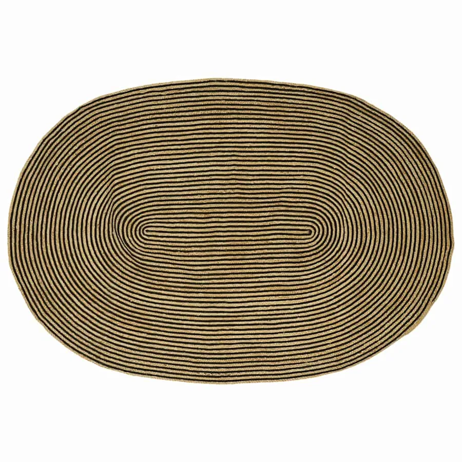 Tapis de surface Naturel et noir 152 x 245 cm Jute