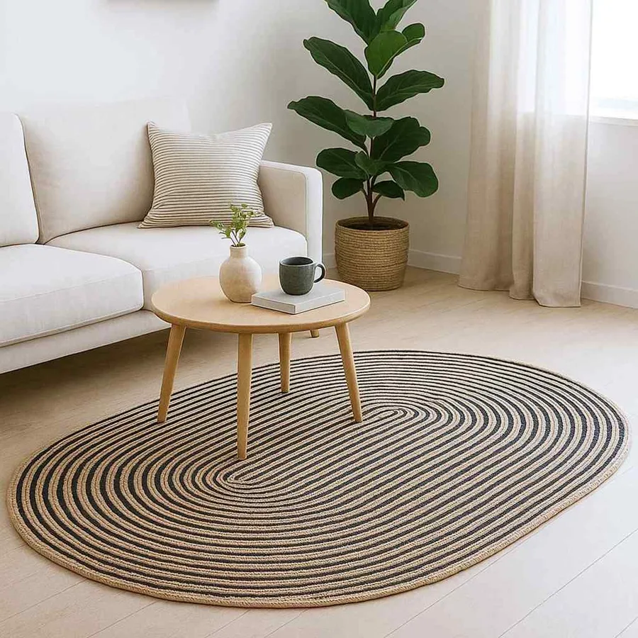 Tapis de surface Naturel et noir 152 x 245 cm Jute - 2