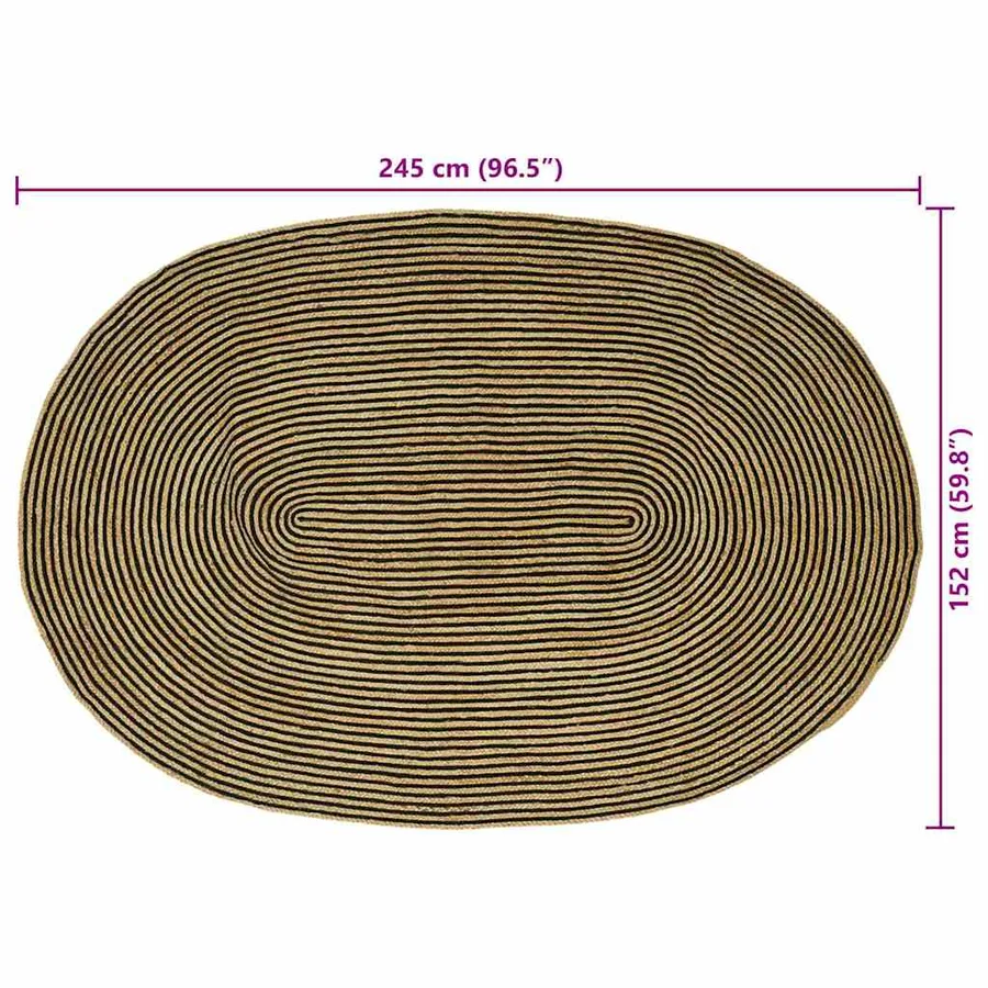 Tapis de surface Naturel et noir 152 x 245 cm Jute - 8