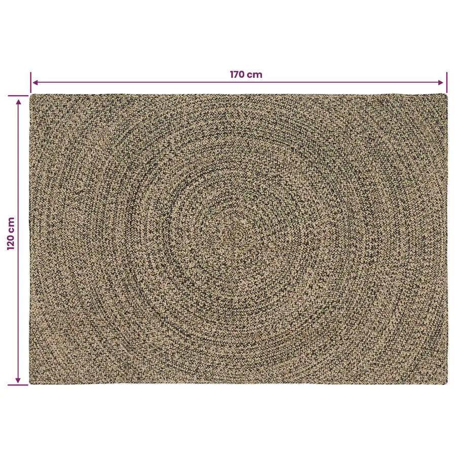 Tapis de surface Naturel et noir 120 x 170 cm Jute - 8