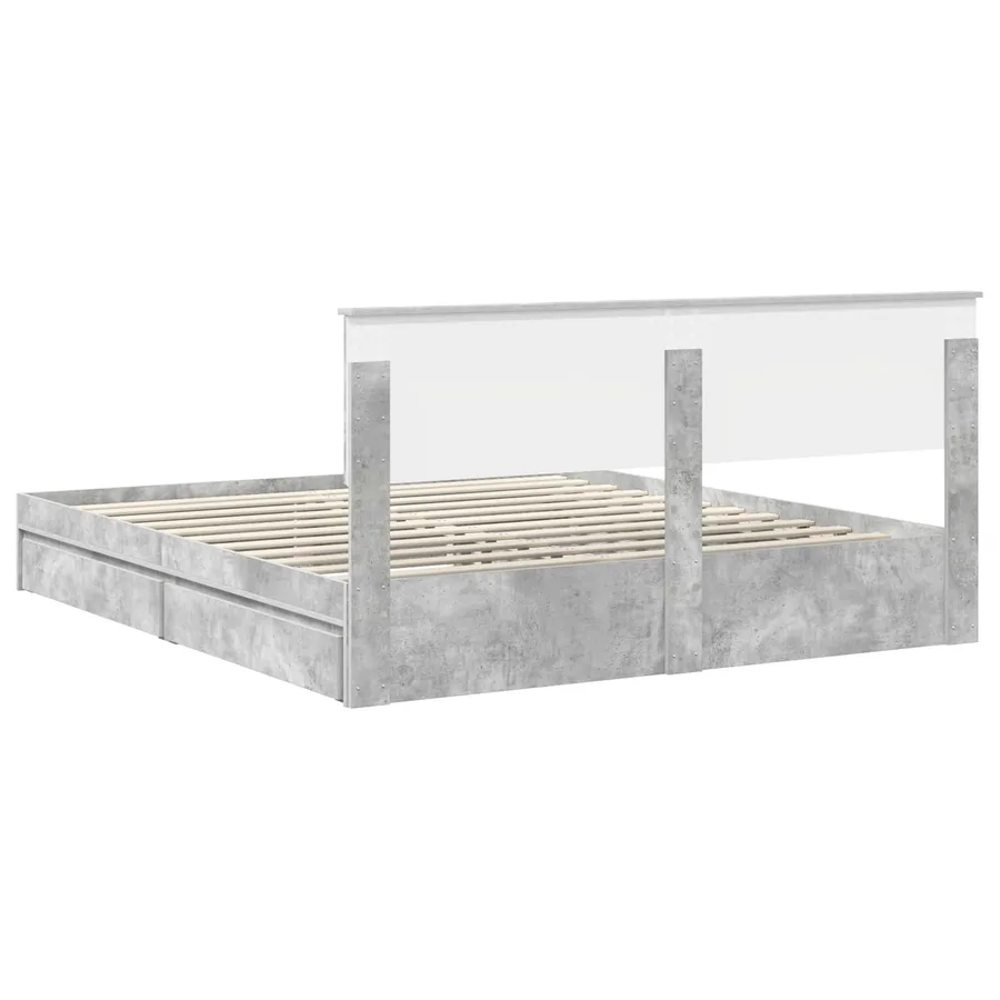 Lit de Rangement Gris béton 180 x 200 cm Bois d'ingénierie - 10