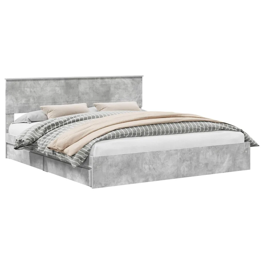 Lit de Rangement Gris béton 180 x 200 cm Bois d'ingénierie - 2