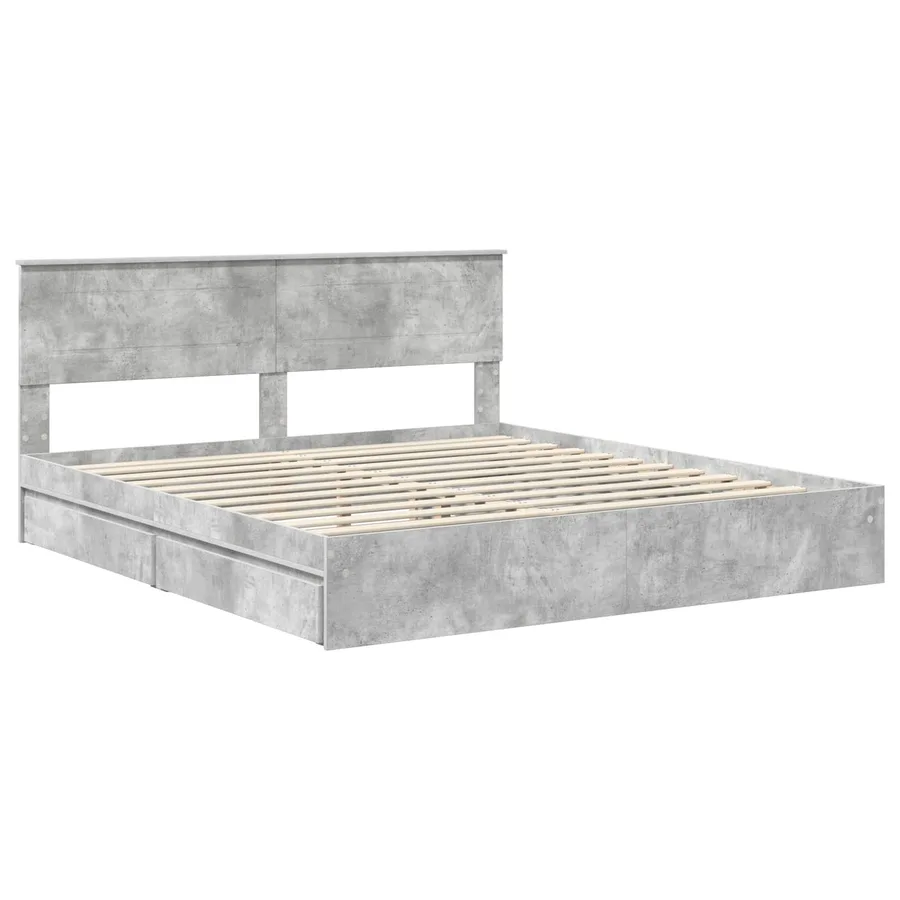 Lit de Rangement Gris béton 180 x 200 cm Bois d'ingénierie - 4