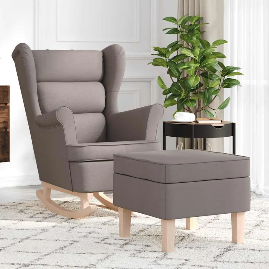 Chaise à bascule avec repose-pied Taupe Tissu