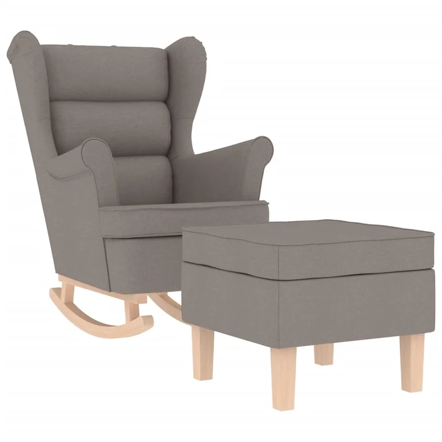 Chaise à bascule avec repose-pied Taupe Tissu - 2
