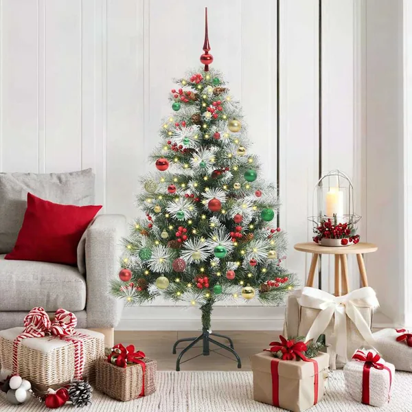 Sapin de Noël artificiel Vert et blanc 150 cm