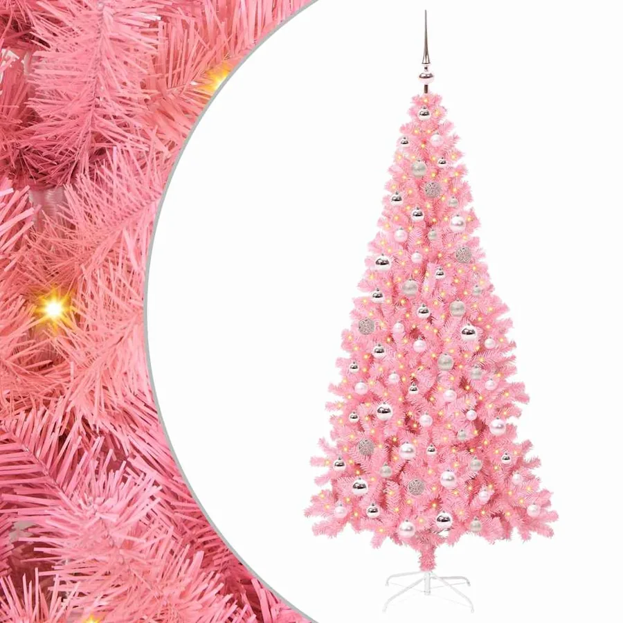 Sapin de Noël avec 300 LED avec support Rose 210 cm PVC - 2