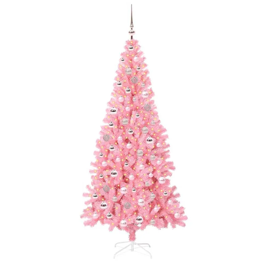 Sapin de Noël avec 300 LED avec support Rose 210 cm PVC - 3