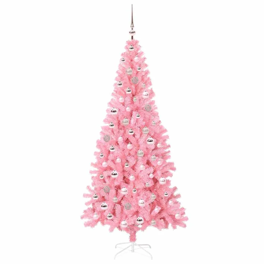 Sapin de Noël avec 300 LED avec support Rose 210 cm PVC - 4