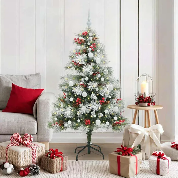 Sapin de Noël artificiel Vert et blanc 150 cm
