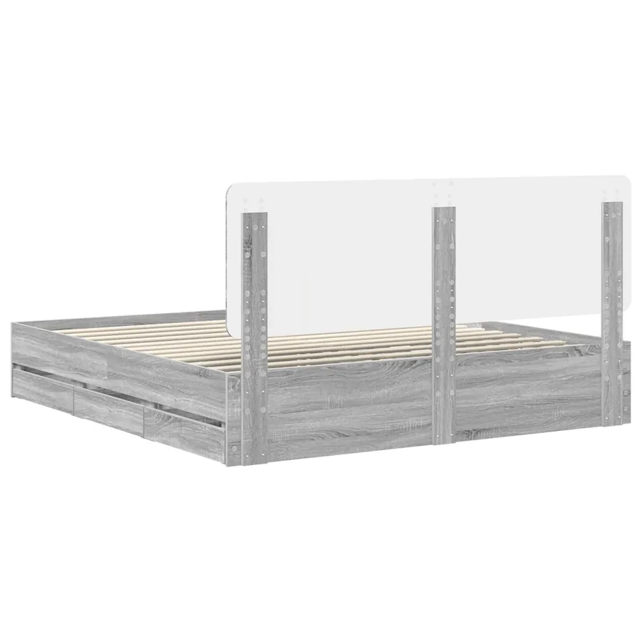 Cadre de lit Gris Sonoma 200 x 200 cm Bois Ingénierie - 10