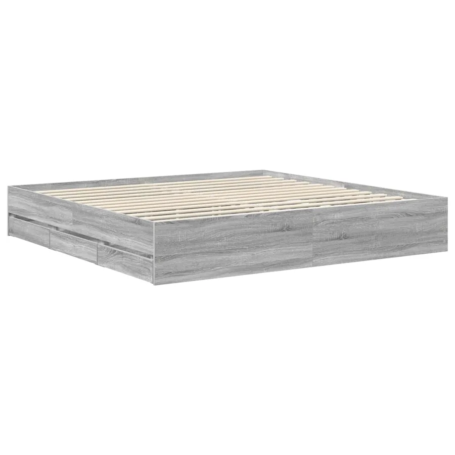 Cadre de lit Gris Sonoma 200 x 200 cm Bois Ingénierie - 6