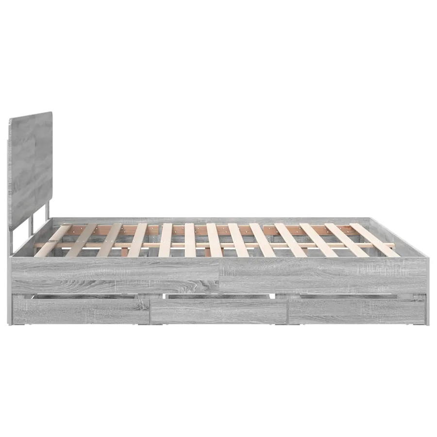 Cadre de lit Gris Sonoma 200 x 200 cm Bois Ingénierie - 9