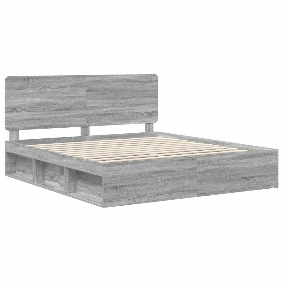 Cadre de lit Gris Sonoma 200 x 200 cm Bois de pin massif - 4