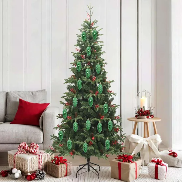 Boule de Pomme de Pin de Noël 40 pcs Vert Plastique