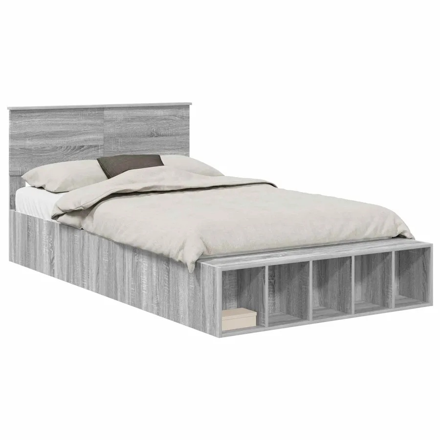 Cadre de lit Gris Sonoma 120 x 190 cm Bois d'ingénierie - 2