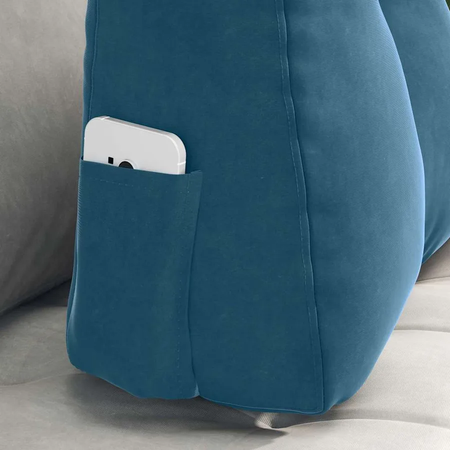 Coussin de Dos Bleu 60 x 24 x 50 cm Velours - 5