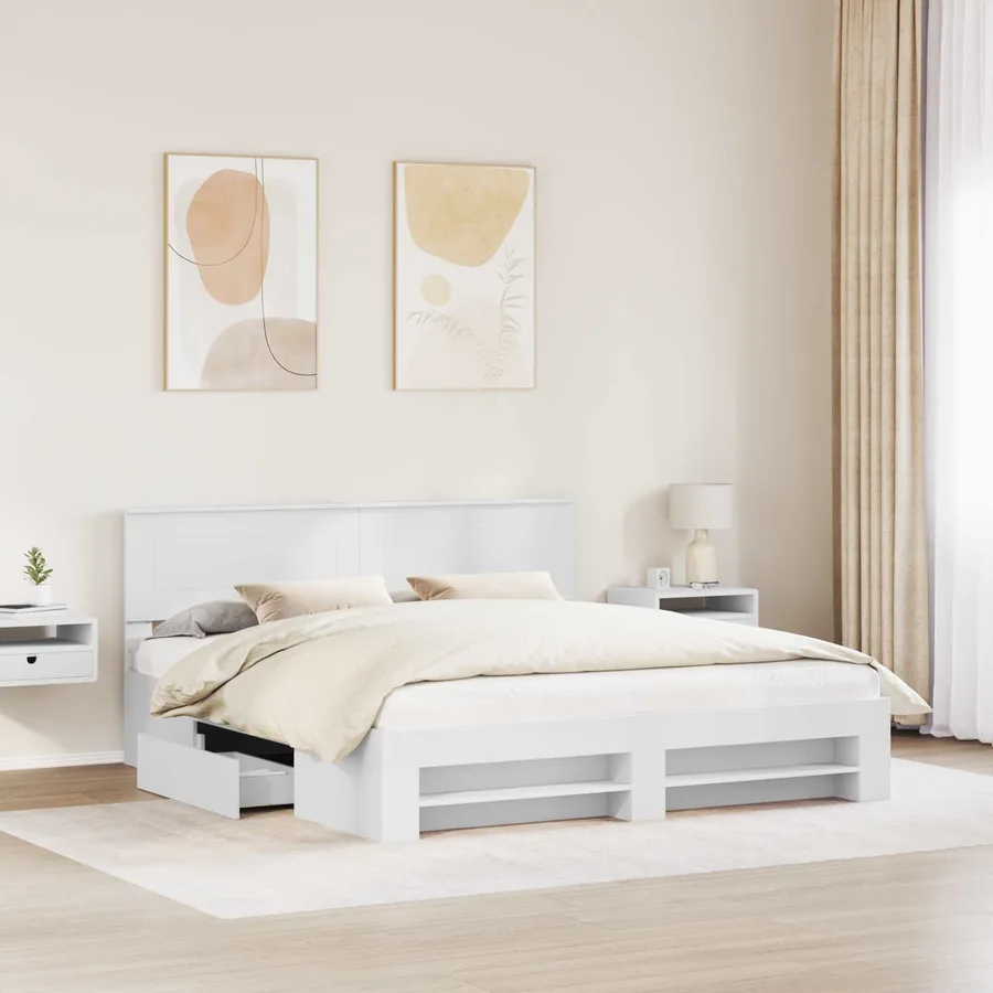 Cadre de lit Blanc 180 x 200 cm Bois d'ingénierie - 3