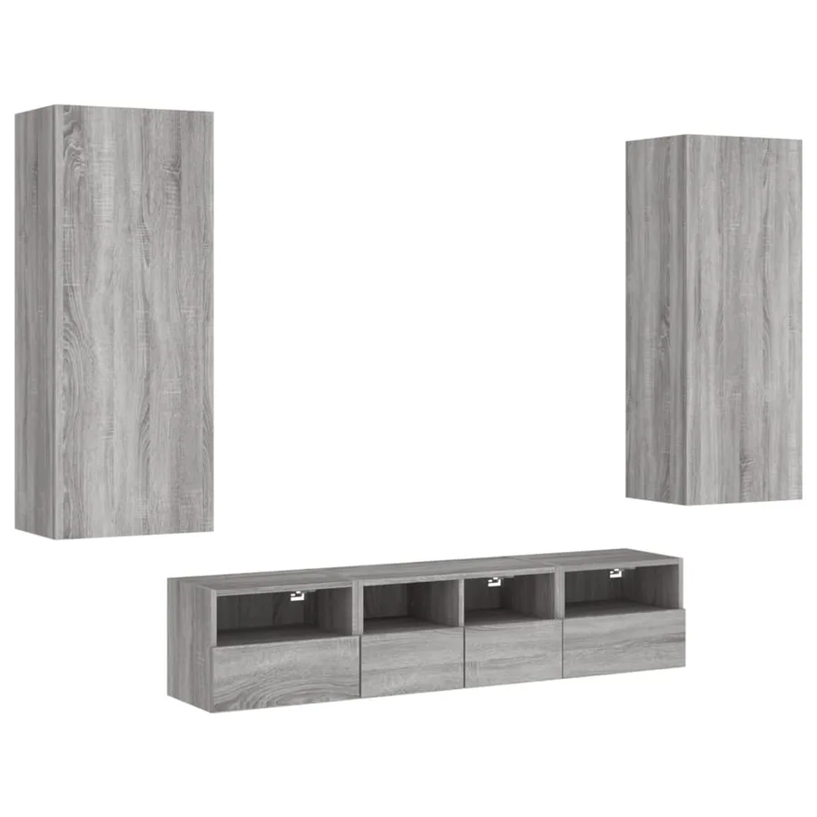 Unités murales TV 5 pcs sonoma gris bois d'ingénierie - 2