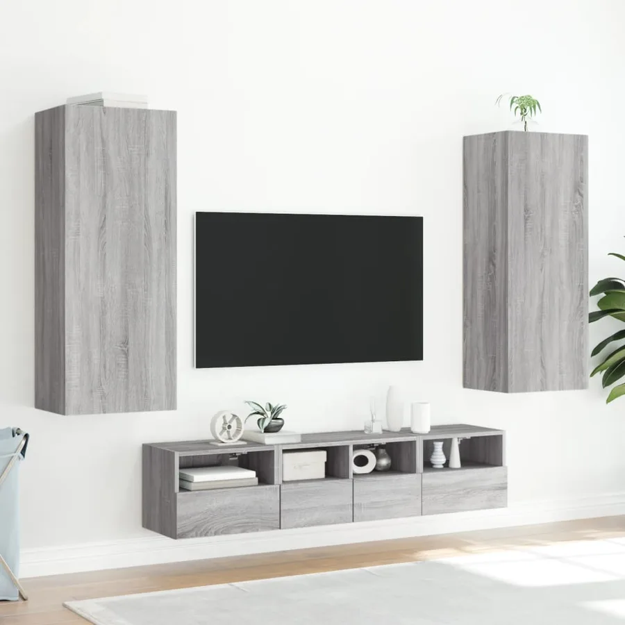 Unités murales TV 5 pcs sonoma gris bois d'ingénierie - 3