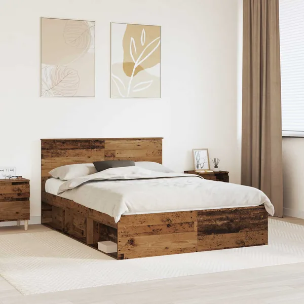 Cadre de lit Bois ancien 140 x 190 cm Bois d'ingénierie