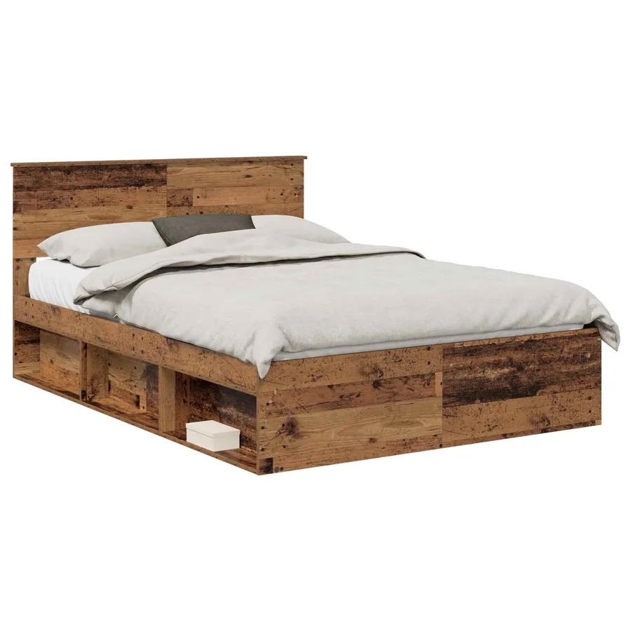 Cadre de lit Bois ancien 140 x 190 cm Bois d'ingénierie - 2