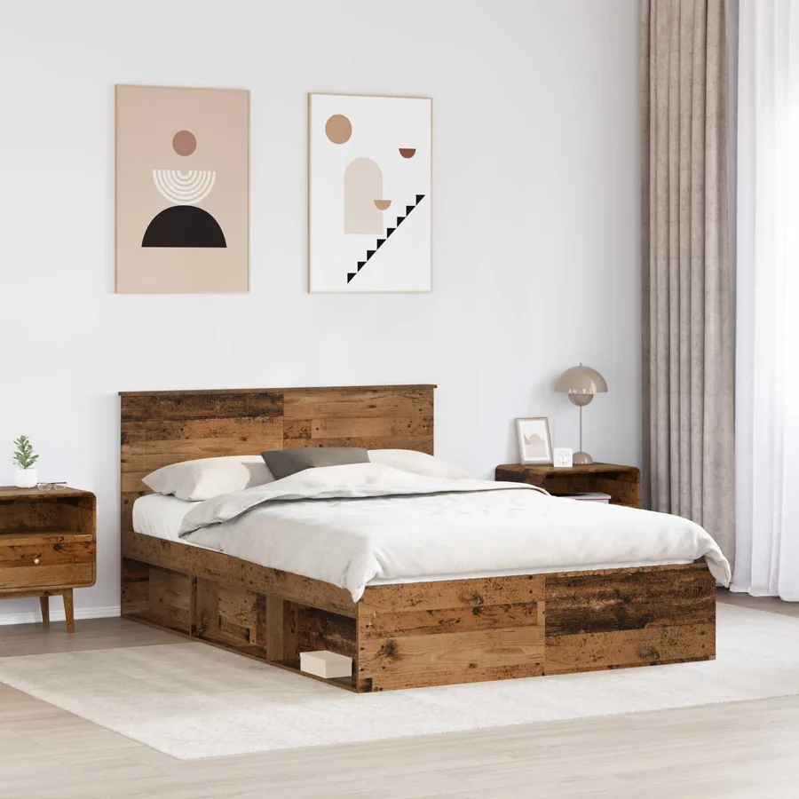 Cadre de lit Bois ancien 140 x 190 cm Bois d'ingénierie - 3
