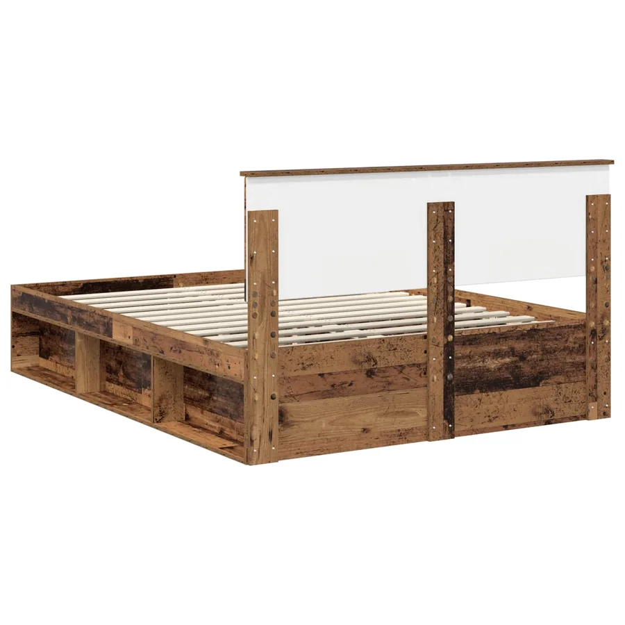 Cadre de lit Bois ancien 140 x 190 cm Bois d'ingénierie - 9