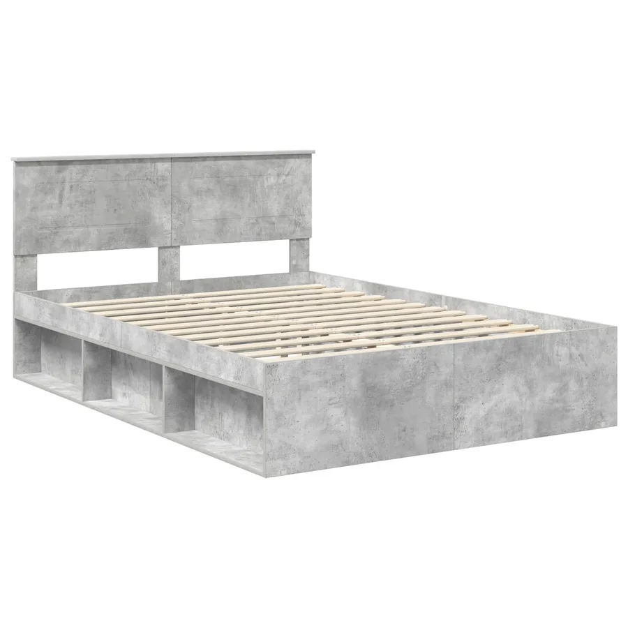 Cadre de lit Béton 140 x 200 cm Bois d'ingénierie - 4