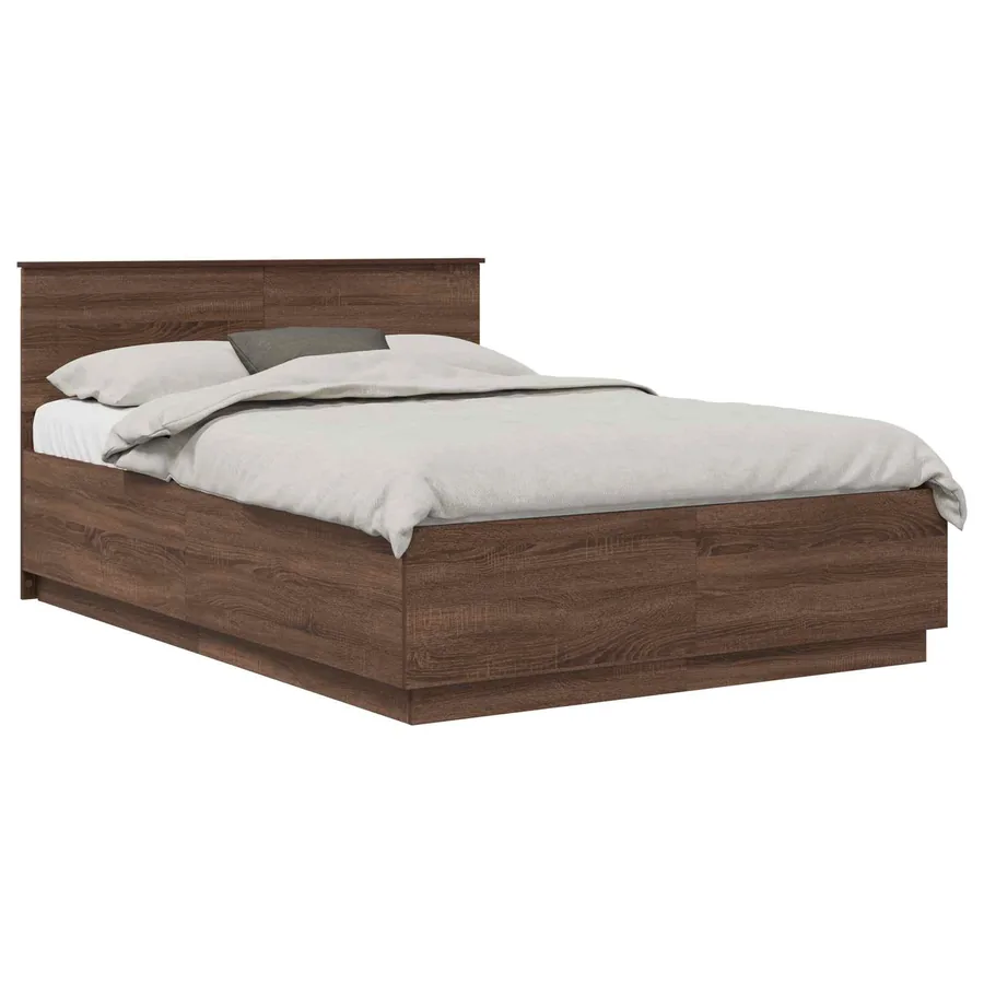 Cadre de lit Chêne brun 140 x 190 cm Bois d'ingénierie - 3