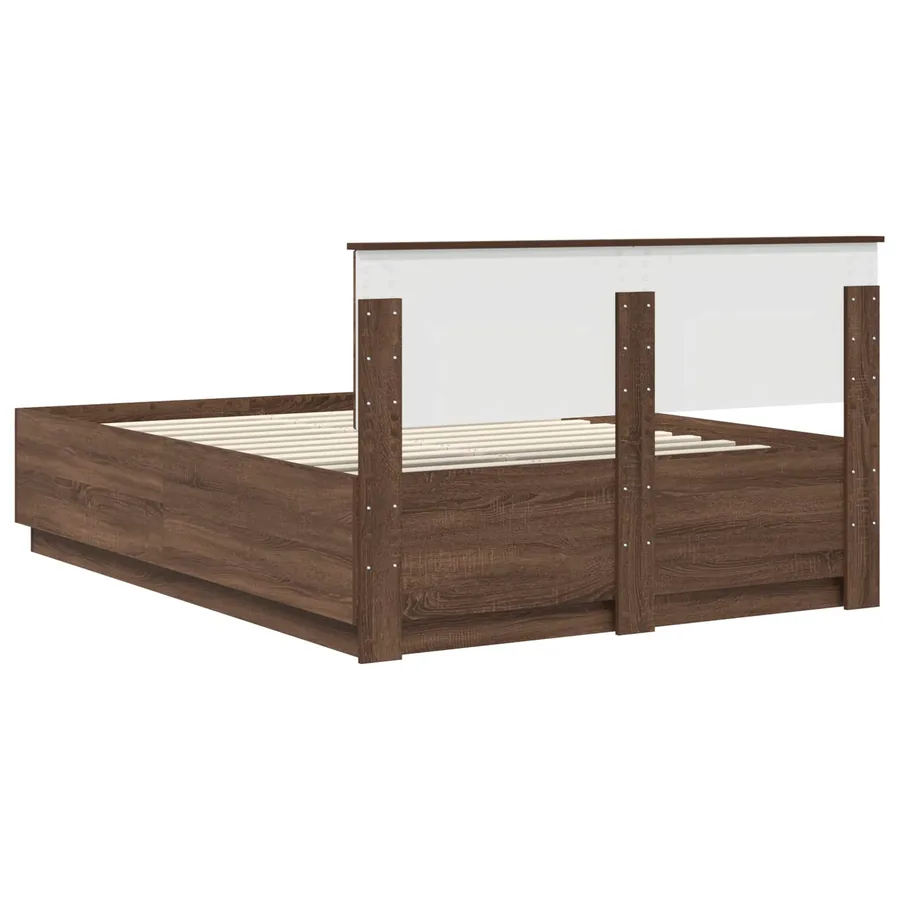 Cadre de lit Chêne brun 140 x 190 cm Bois d'ingénierie - 8