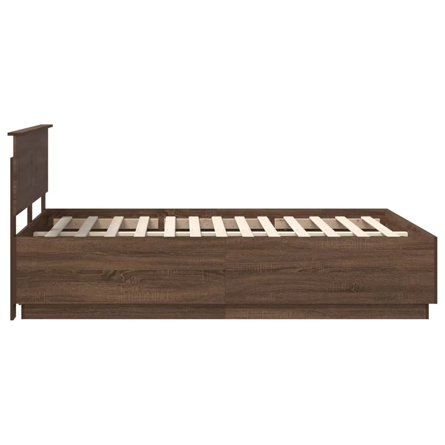 Cadre de lit Chêne brun 140 x 190 cm Bois d'ingénierie - 9