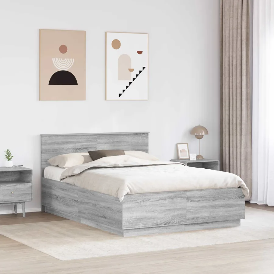 Cadre de lit Sonoma gris 140 x 200 cm Bois d'ingénierie - 3