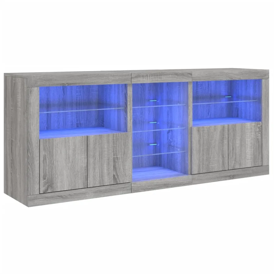 Buffet avec lumières LED sonoma gris 181,5x37x67 cm - 2