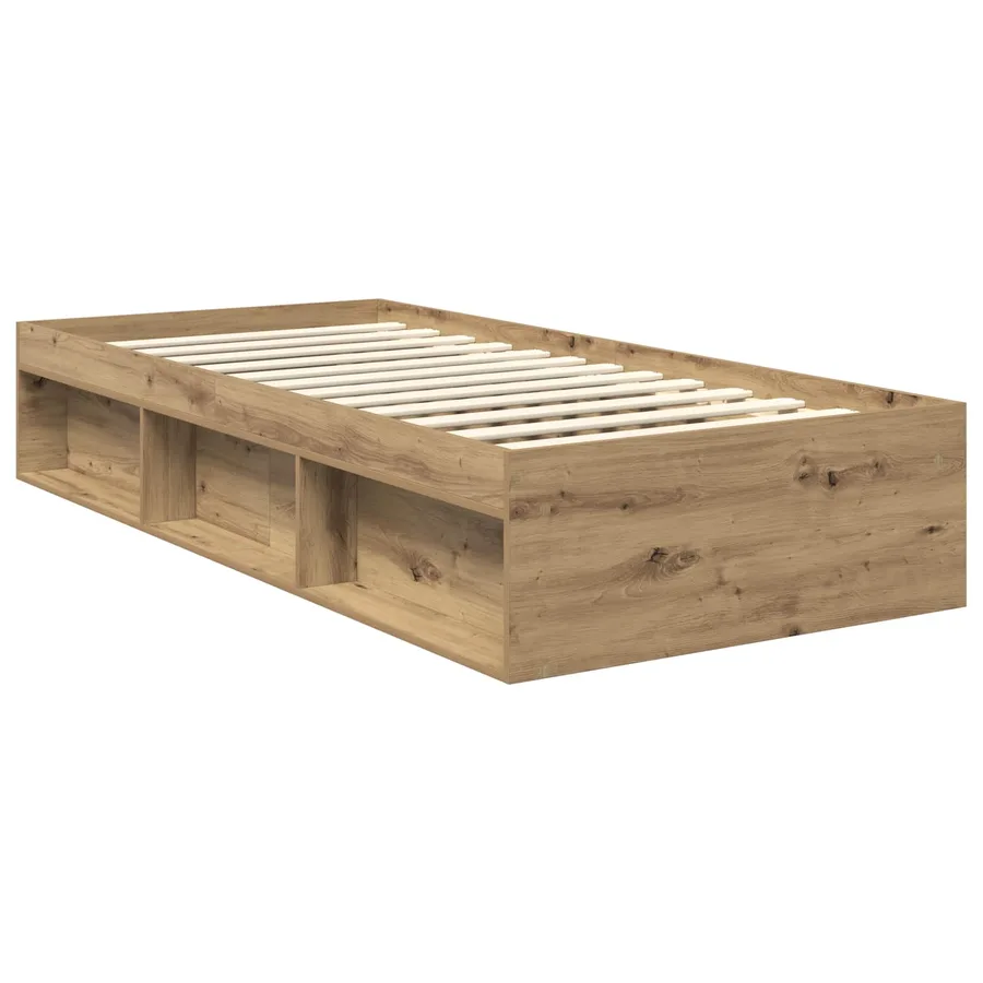 Cadre de lit Chêne artisan 90 x 200 cm Bois de pin massif - 5