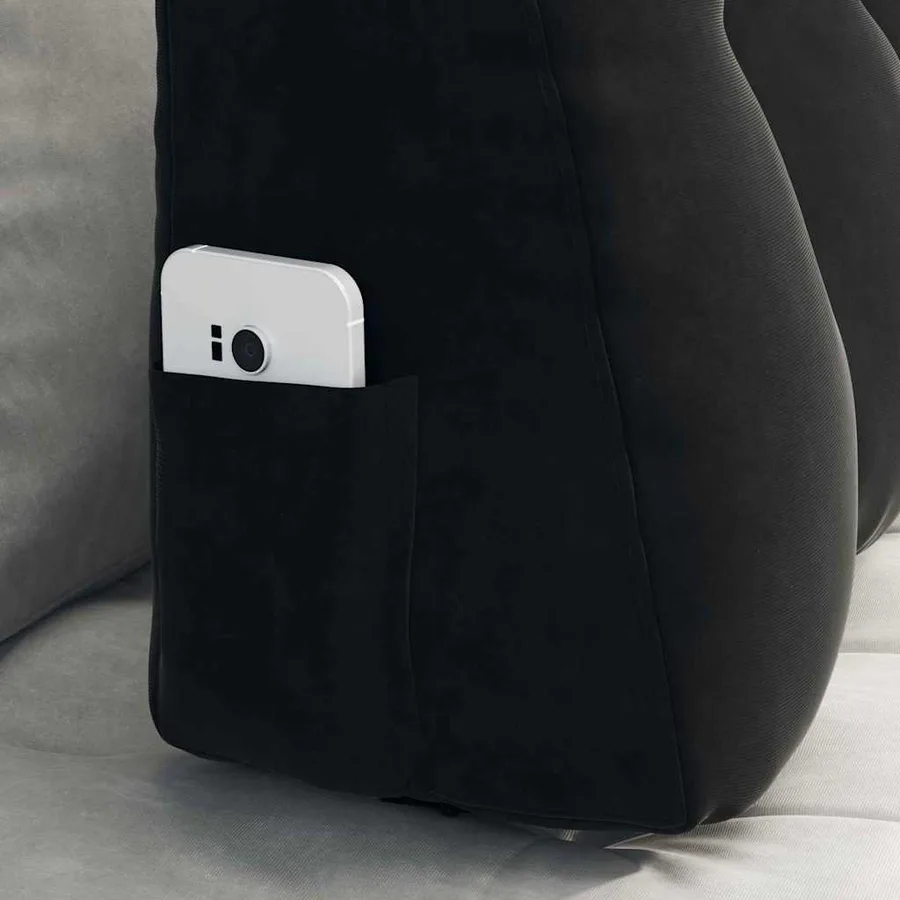 Coussin de Dos Noir 80 x 24 x 50 cm Velours - 5