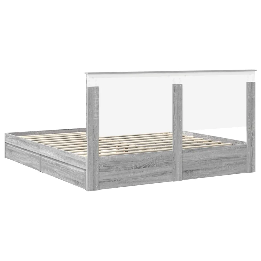 Lit de Rangement Gris Sonoma 180 x 200 cm Bois d'ingénierie - 10