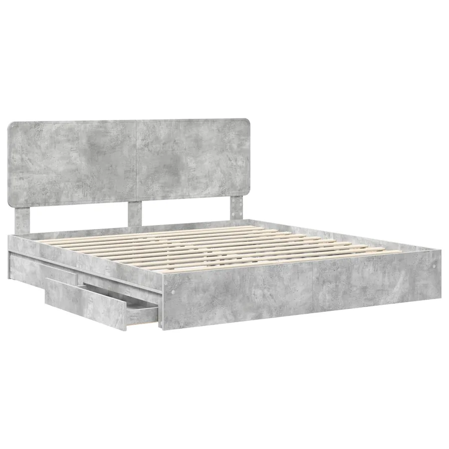 Lit de Rangement Gris béton 180 x 200 cm Bois d'ingénierie - 5