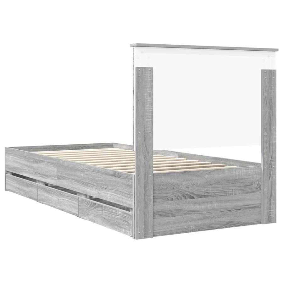 Cadre de lit Gris Sonoma 90 x 190 cm Bois Ingénierie - 10