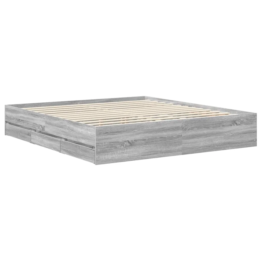 Cadre de lit Gris Sonoma 180 x 200 cm Bois Ingénierie - 6